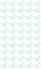 green line art style butterfly pattern ribbon with seamless loop on transparent background for fashion or Christmas theme