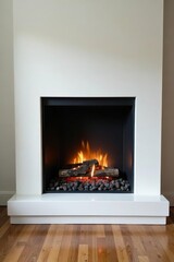 Contemporary gas fireplace insert, clean lines, installation, gas logs, luxury