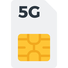 White SIM Card with Black 5G Logo and Golden Chip Detail Isolated on Transparent Background for Mobile Technology Communication Concepts