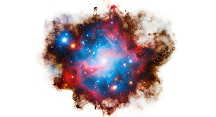 Colorful Nebula with Stars Against White Background