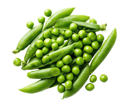 Fresh green peas in pods arranged circularly