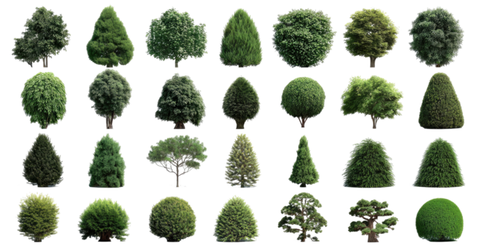 Diverse collection of topiary and sculpted greenery