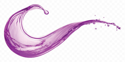 realistic smooth liquid clean water splash in different color and curve style isolated on  transparent background