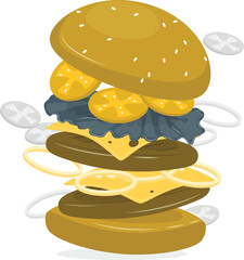 Deconstructed double cheeseburger