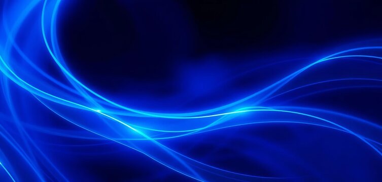 Abstract swirling blue light trails background, vibrant, digital