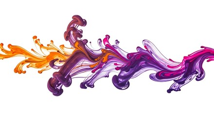 Fototapeta premium Abstract fluid art with vibrant orange, purple, and magenta ink.