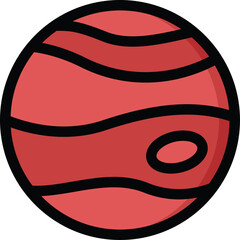 Red Planet Illustration with Swirling Lines and Oval Feature Detailed Outer Space Representation with Clear Outline Isolated on Transparent Background