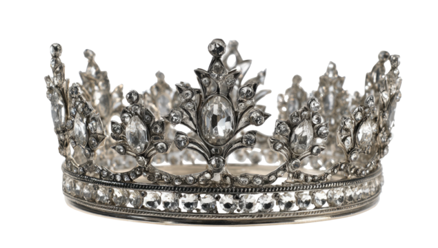 Ornate jeweled crown with intricate metalwork and sparkling gemstones