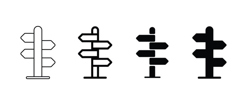 Direction signpost vector set, Road signs and wayfinding