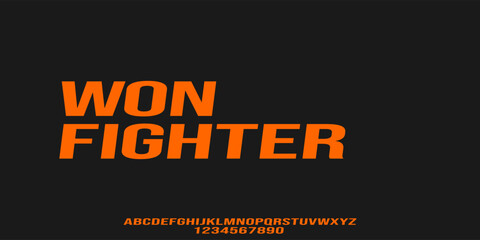 Obraz premium Modern Italic Bold Font. Sans Serif Font. Regular Uppercase with Number Typography urban style alphabet fonts for fashion, sport, technology, digital, movie, logo design, vector illustration