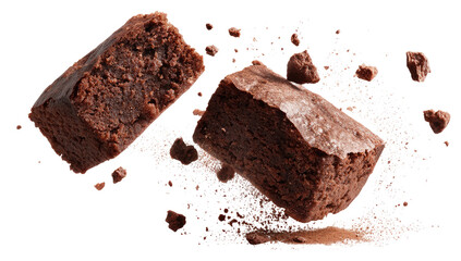 Chocolate brownies break apart with crumbs flying