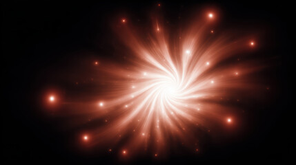 Obraz premium Energetic red light flare forms an abstract spiral pattern. This glowing burst of energy on black background creates dynamic and powerful feel