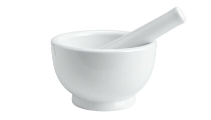 White ceramic mortar and pestle set, simple design
