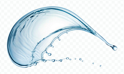 realistic smooth liquid clean water splash in different color and curve style isolated on  transparent background
