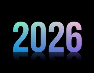 Luminous 2026 year text with gradient on black background