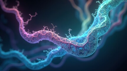 Abstract glowing energy tendrils in vibrant neon colors