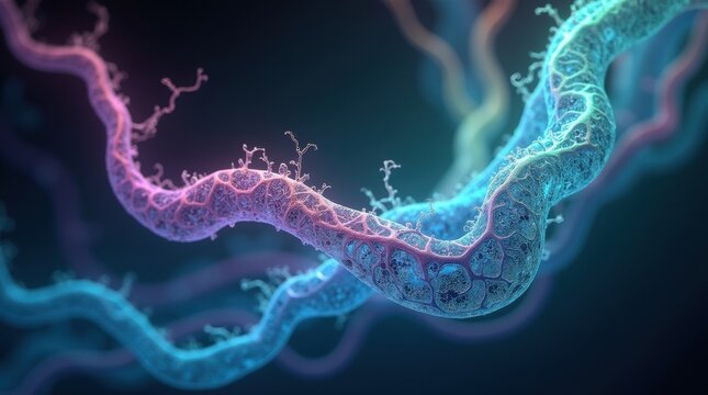 Abstract glowing energy tendrils in vibrant neon colors