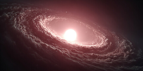 Cosmic Dance A Stunning Depiction of a Galaxy's Swirling Beauty with a Glowing Center in Deep Space