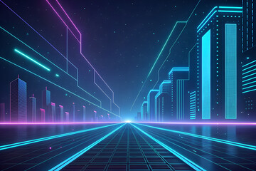 Futuristic Neon Abstract Background with Glowing Cyber Light Streaks