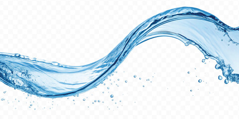 realistic smooth liquid clean water splash in different color and curve style isolated on  transparent background