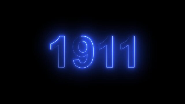 1911 Glowing Neon Line Text Animation, Powerful Abstract Neon Number Design in Stunning 4K Highlighting the Iconic and Important Year important date 1911.