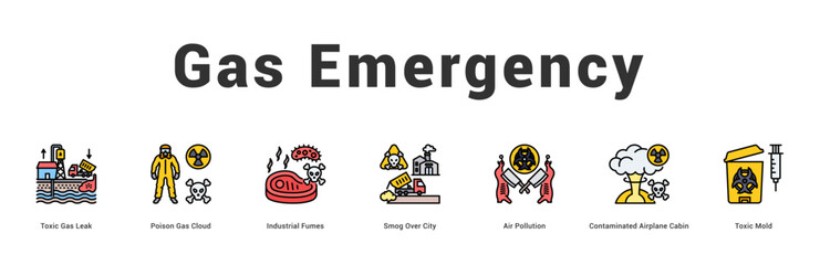 Gas Emergency Modern and clean web banner illustration featuring thematic icons for visual communication