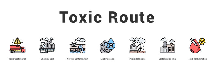 Toxic Route Modern and clean web banner illustration featuring thematic icons for visual communication
