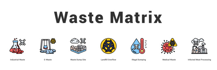 Waste Matrix Modern and clean web banner illustration featuring thematic icons for visual communication