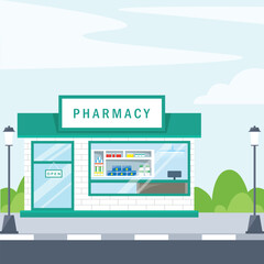 roadside pharmacy vector element cartoon  design