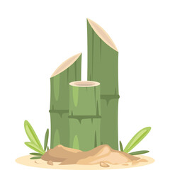 Green bamboo tree that has been cut down vcartoon vector element design