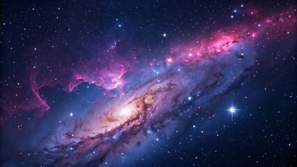 A breathtaking view of a vibrant spiral galaxy, adorned with countless stars and colorful nebulae, illuminating the vast expanse of deep space with its cosmic beauty and mysterious allure