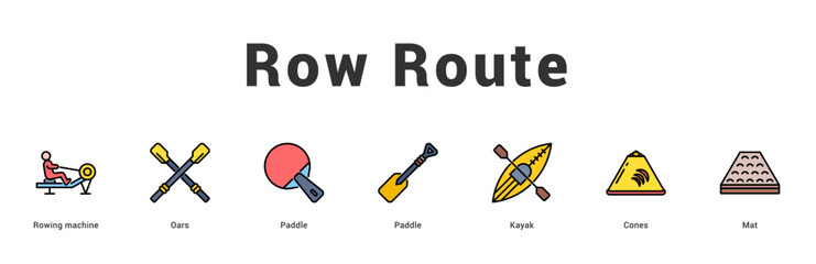 Row Route Modern and clean web banner illustration featuring thematic icons for visual communication