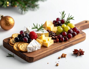 Elegant Cheese Board with Mixed Cheeses and Fruits