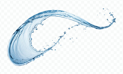 realistic smooth liquid clean water splash in different color and curve style isolated on  transparent background
