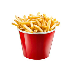 French fries in red paper container