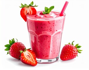 Refreshing Strawberry Smoothie in Glass