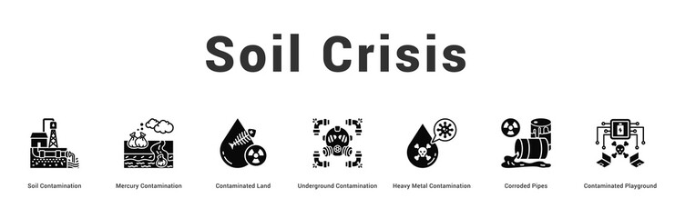 Soil Crisis Modern and clean web banner illustration featuring thematic icons for visual communication
