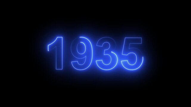 1935 Glowing Neon Line Text Animation, Powerful Abstract Neon Number Design in Stunning 4K Highlighting the Iconic and Important Year important date 1935.
