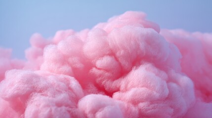 Fluffy pink cotton candy puffs fill the scene reminiscent of a whimsical carnival. The soft texture and vibrant color create a joyful and festive atmosphere perfect for celebrations.