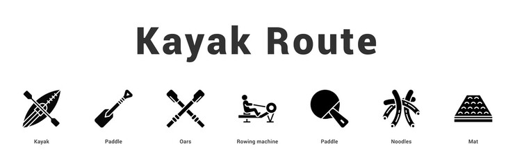 Kayak Route Modern and clean web banner illustration featuring thematic icons for visual communication