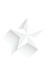 Obraz premium White geometric star, angled, soft shadow, isolated
