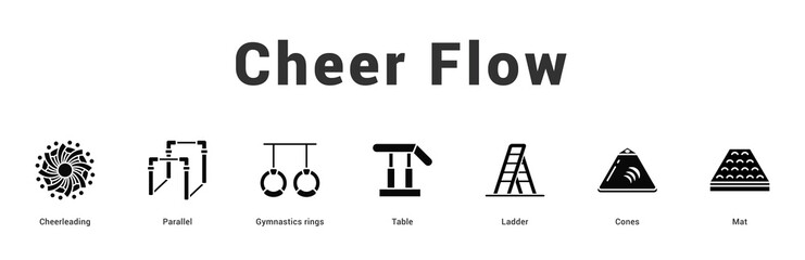 Cheer Flow Modern and clean web banner illustration featuring thematic icons for visual communication