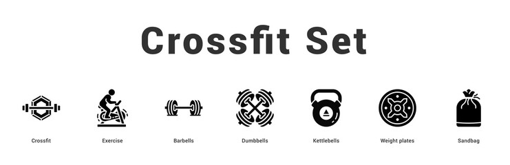 Crossfit Set Modern and clean web banner illustration featuring thematic icons for visual communication