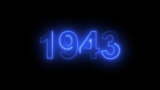 1943 Glowing Neon Line Text Animation, Powerful Abstract Neon Number Design in Stunning 4K Highlighting the Iconic and Important Year important date 1943.