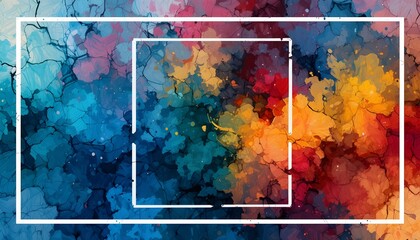 Abstract Watercolor Brush Logo Background with Square Frame Vector Design"