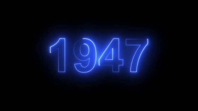 1947 Glowing Neon Line Text Animation, Powerful Abstract Neon Number Design in Stunning 4K Highlighting the Iconic and Important Year important date 1947.
