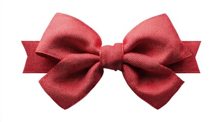 Elegant red bow isolated on white background, perfect for holiday and gift themes