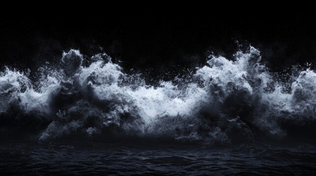 A dramatic black and white image of a stormy ocean. - Powered by Adobe