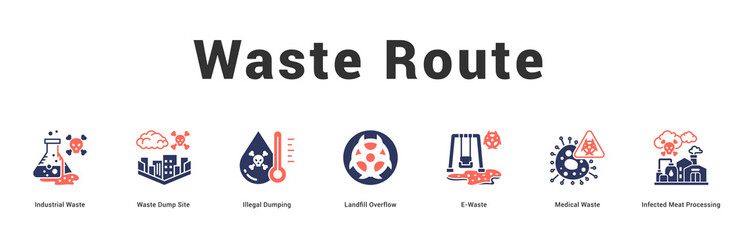 Waste Route Modern and clean web banner illustration featuring thematic icons for visual communication