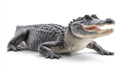 Fototapeta premium American alligator isolated on white background with open mouth
